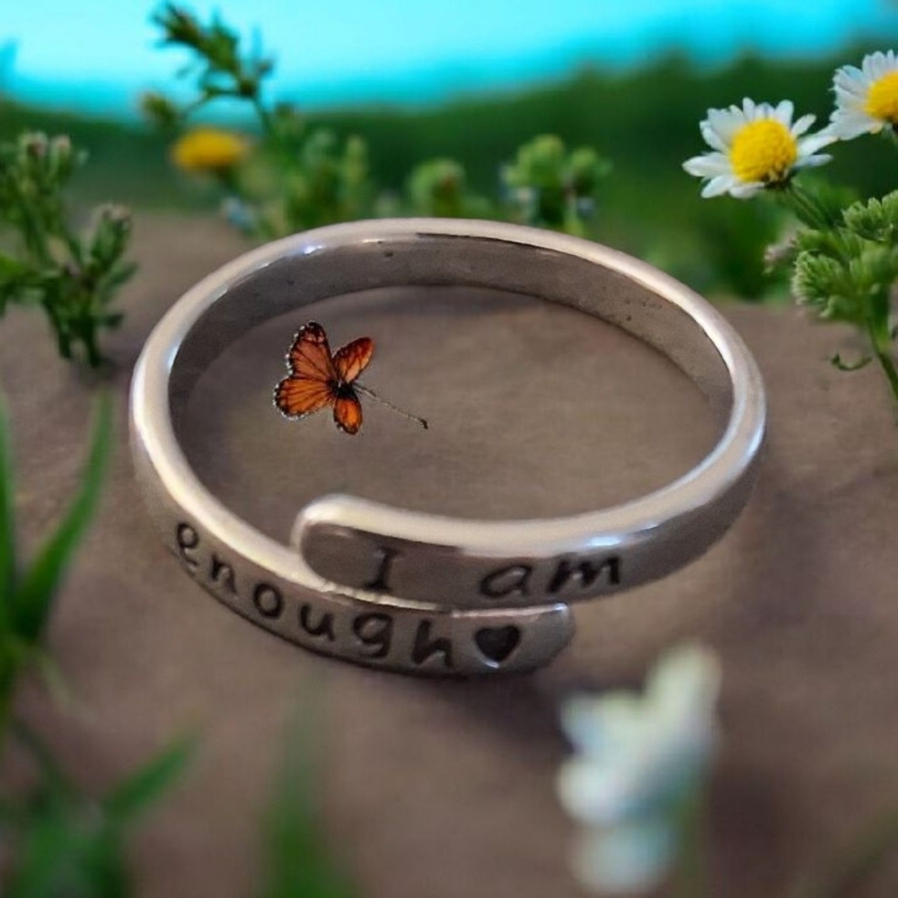 Silver Color Adjustable Inspirational Ring